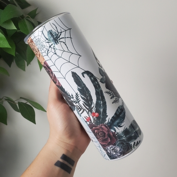 NEW Inspired Starbucks Halloween Spooky Vibes Spiderwebs Roses Tumbler SS - Picture 2 of 9